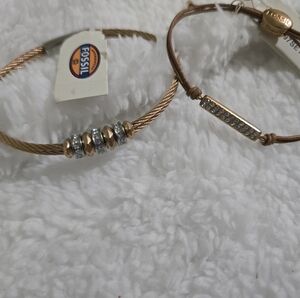 Fossil Women's Rose Gold and Silver Bracelet Set